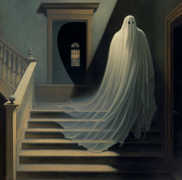 Wishlist decorative image: Ghost on the house background